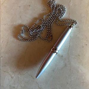 Silver tone pen necklace